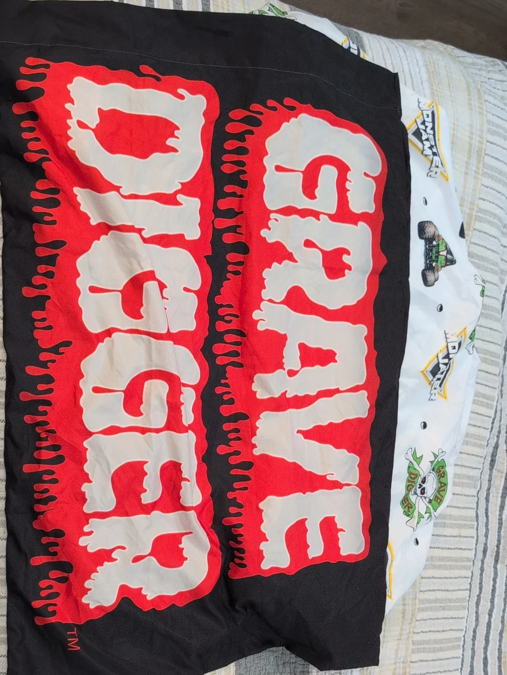 Black and Red 'Grave Digger' Monster TruckBedding Toddler Sheet And Pillow Case